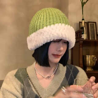 Mũ bucket len dệt kim thời trang thu đông phong cách retro hàn quốc cho nữ