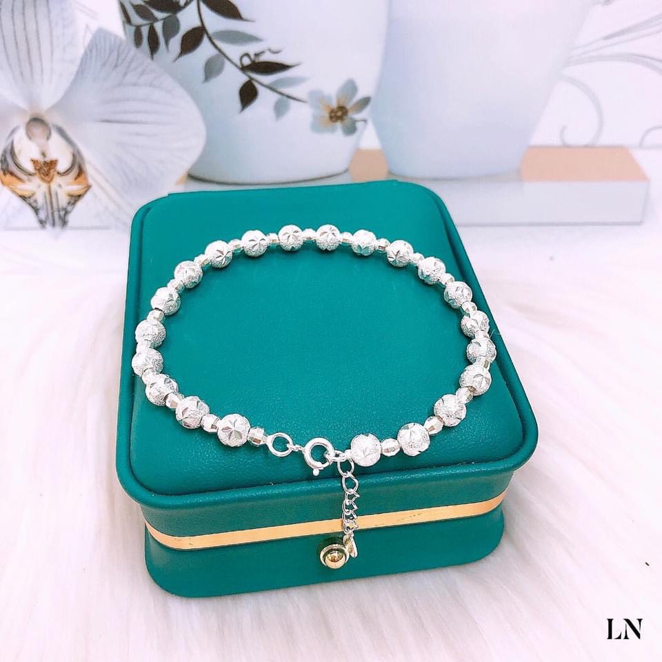 Lắc tay nữ bạc thật bi phay cao cấp sang trọng - Kho sỉ bạc Nhất Linh