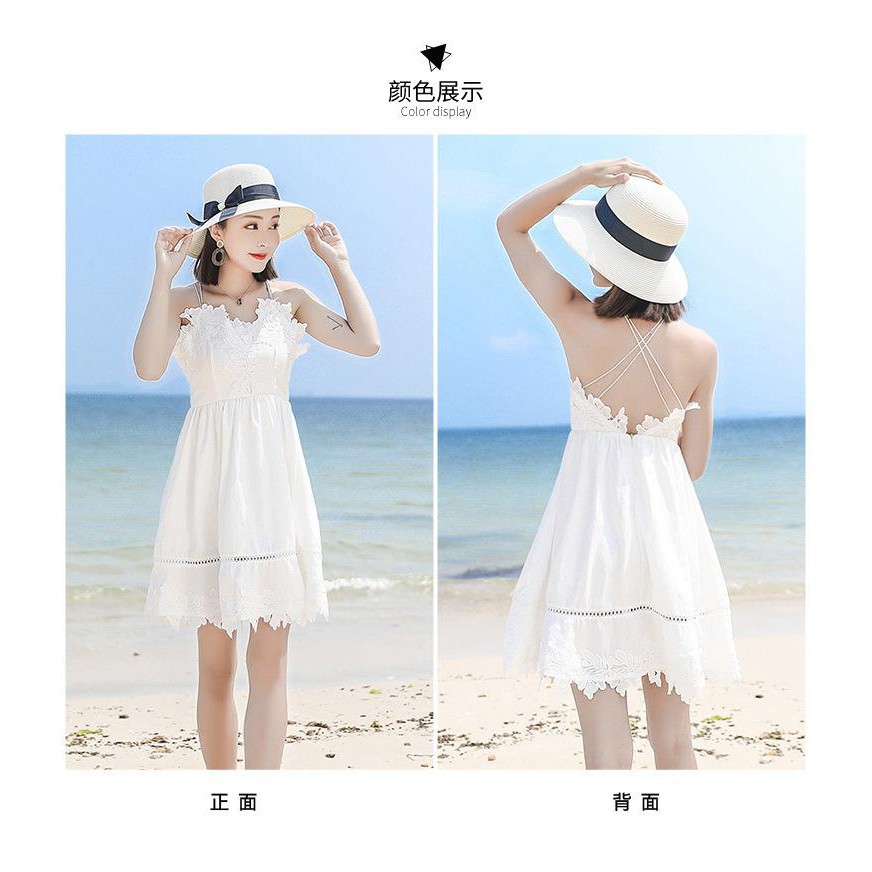 (xả hàng lẻ size) - Váy maxi đi biển hở lưng dáng ngắn cho nữ new