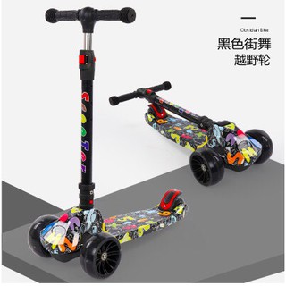 Xe Scooter Graffiti, xe chòi chân, xe 3 bánh, có nhạc và đèn 3 bánh