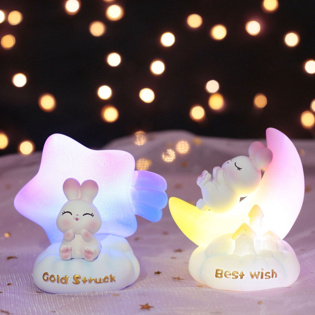 Đèn ngủ trang trí, đồ chơi cho bé siêu dễ thương Thỏ trắng và trăng -DP02