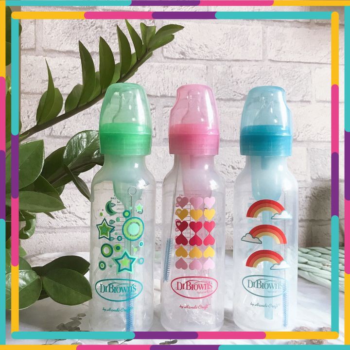 Bình sữa Dr Brown's cổ hẹp 250ml nhựa pp options plus chuyển đổi 2 giai đoạn. Bình tập uống nước cho b