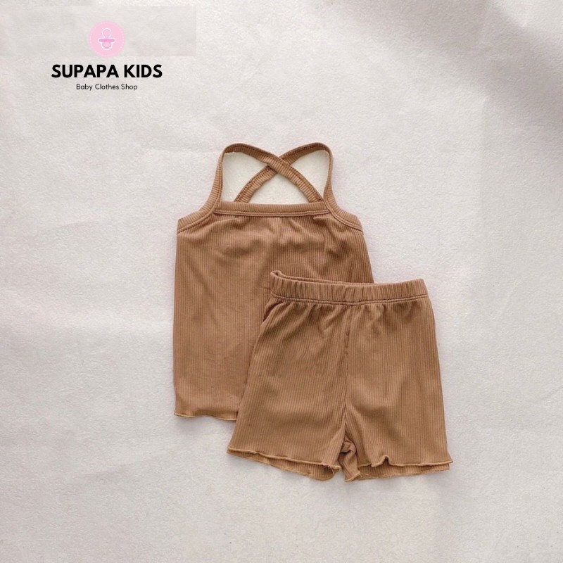 Bộ rời hai dây cho bé Gái, bộ đồ cho bé chất tăm lạnh ngày hè cho bé từ 3-12kg