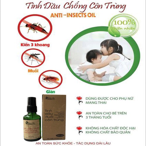 Tinh Dầu Đuổi Côn Trùng Giúp Xua đuổi và diệt các loại côn trùng máu lạnh: muỗi, kiến, gián, ve, rận, bọ chét…