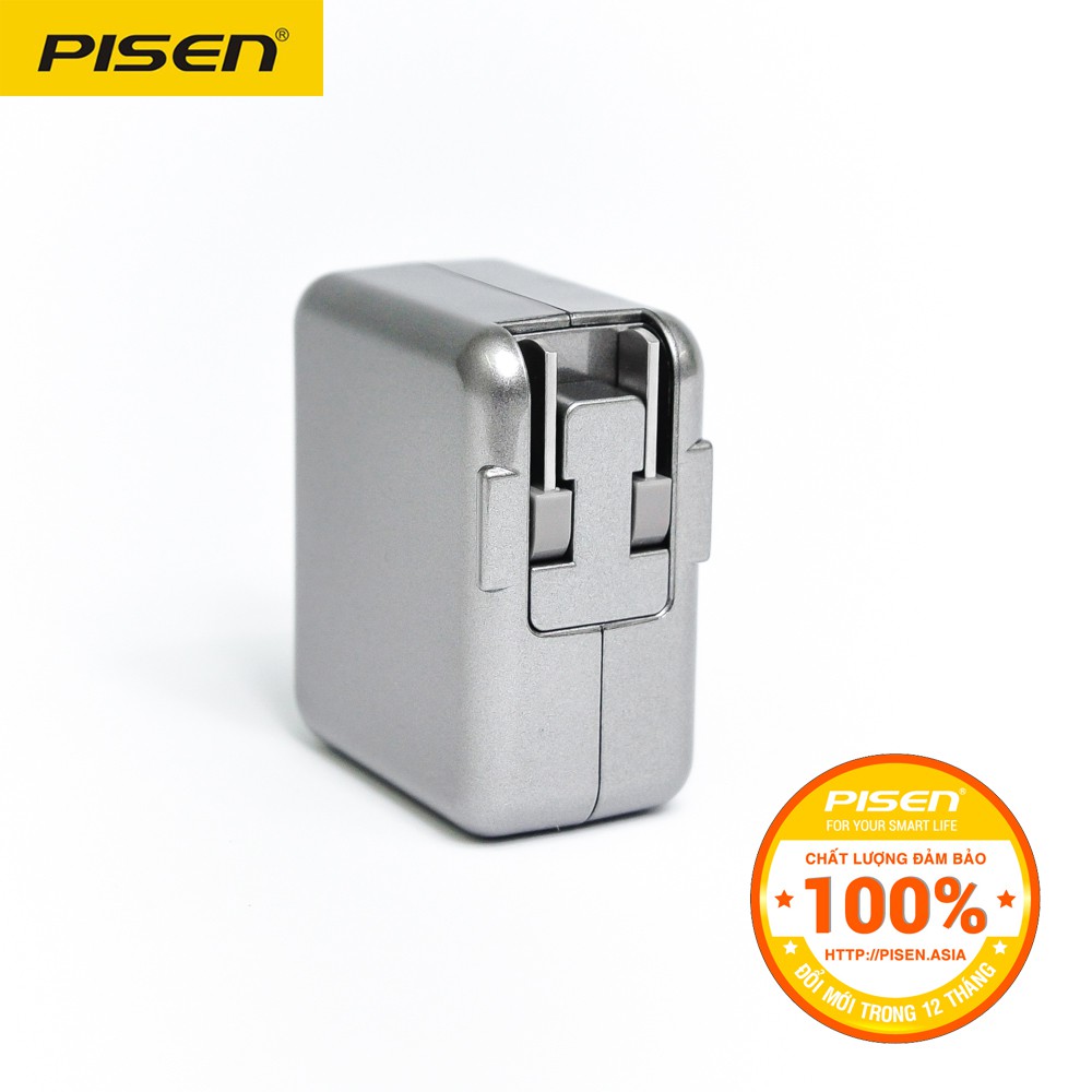 Cóc sạc Pisen Dual USB iPad Charger 1A/2A TS-FC026 (Silver) - Hãng phân phối chính thức