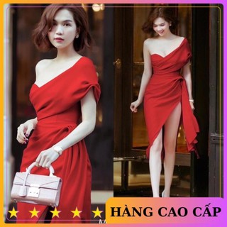Đầm body cúp ngực đắp vai vạt chéo nhún hông rớt tà dự tiệc dạ hội sang trọng - MN134
