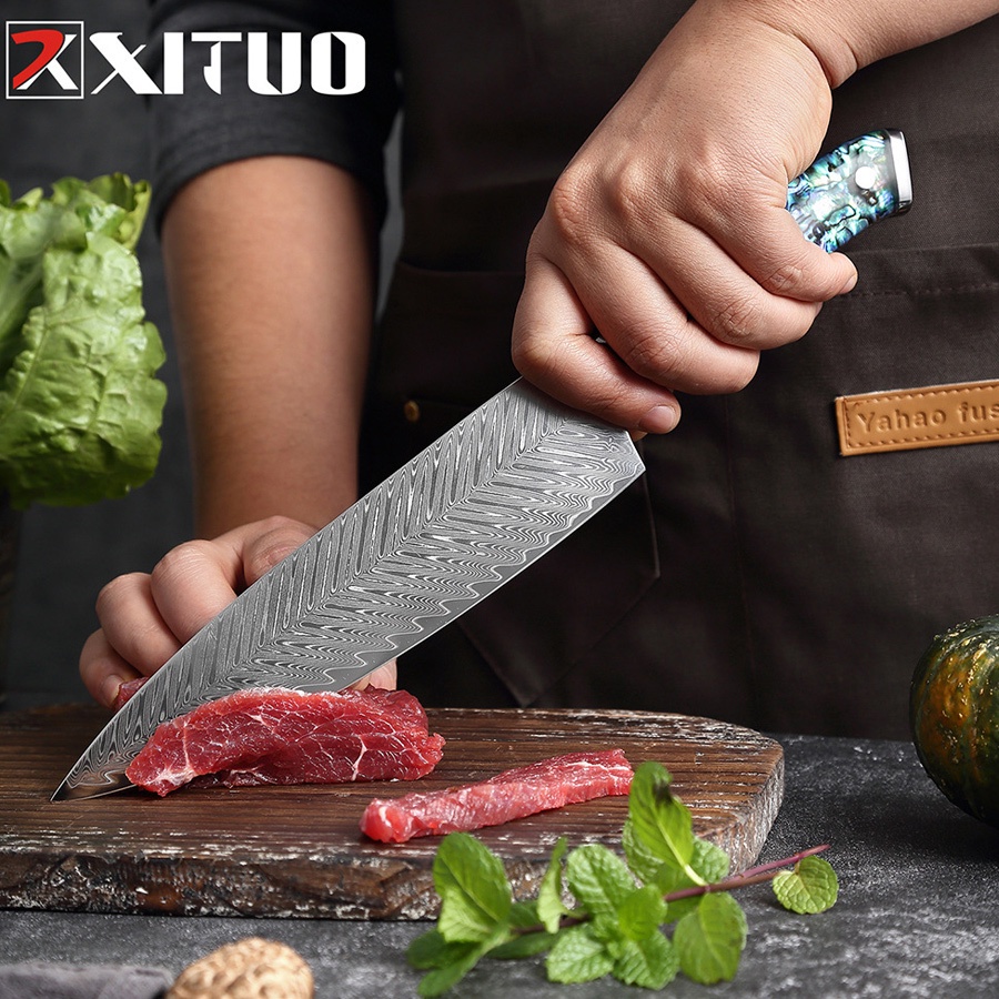 Bộ dao bếp Nhật Bản 5 món thép damacus cao cấp không gỉ có bán rời