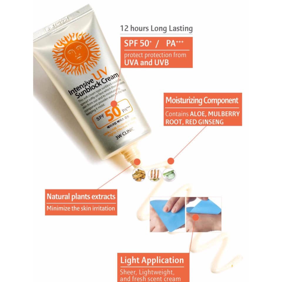 HOT - Kem Chống Nắng 3W Clinic Intensive UV Sunblock Cream sản phẩm y hình