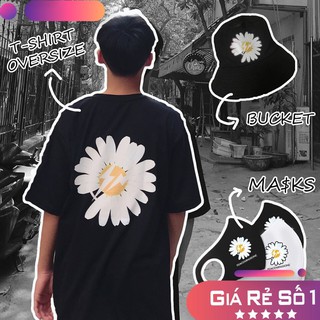 [SIÊU HOT ] MUA 1 ĐƯỢC 3 Combo Áo thun hoa cúc + mũ Bucket Hoa cúc + KT Hoa cúc - form overisze thời trang