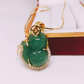 Dây chuyền vàng nữ + mặt phong thủy ( Hồ ly xanh lá)