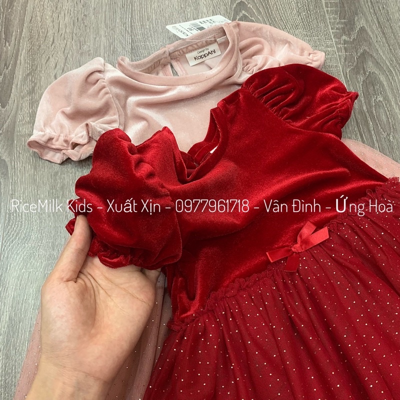 Váy nhung tutu tay bồng xuất dư xịn cho bé gái