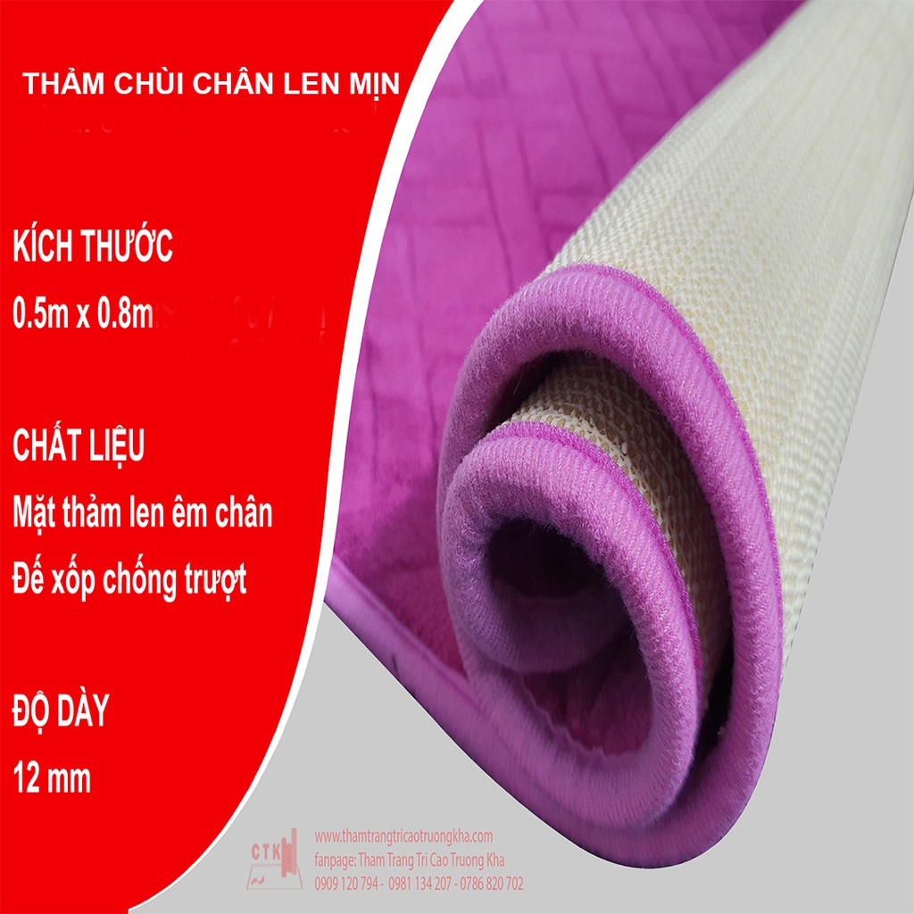 Thảm chùi chân cao cấp, thảm lau chân chống trượt nhà tắm siêu thấm len xốp mịn 80x50cm