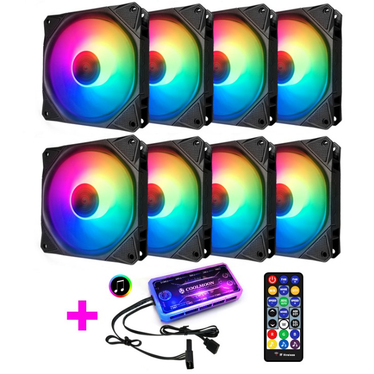 [Mã ELMS05 giảm 5% đơn 300k]Bộ 8 Quạt Tản Nhiệt, Fan Case Coolmoon X Led RGB - Kèm Bộ Hub Sync Main, Đổi Màu Theo Nhạc