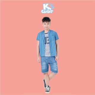 Áo Sơ Mi Cổ Tàu Cho Bé Trai (10 - 14 Tuổi) K's Closet T079NIS TM