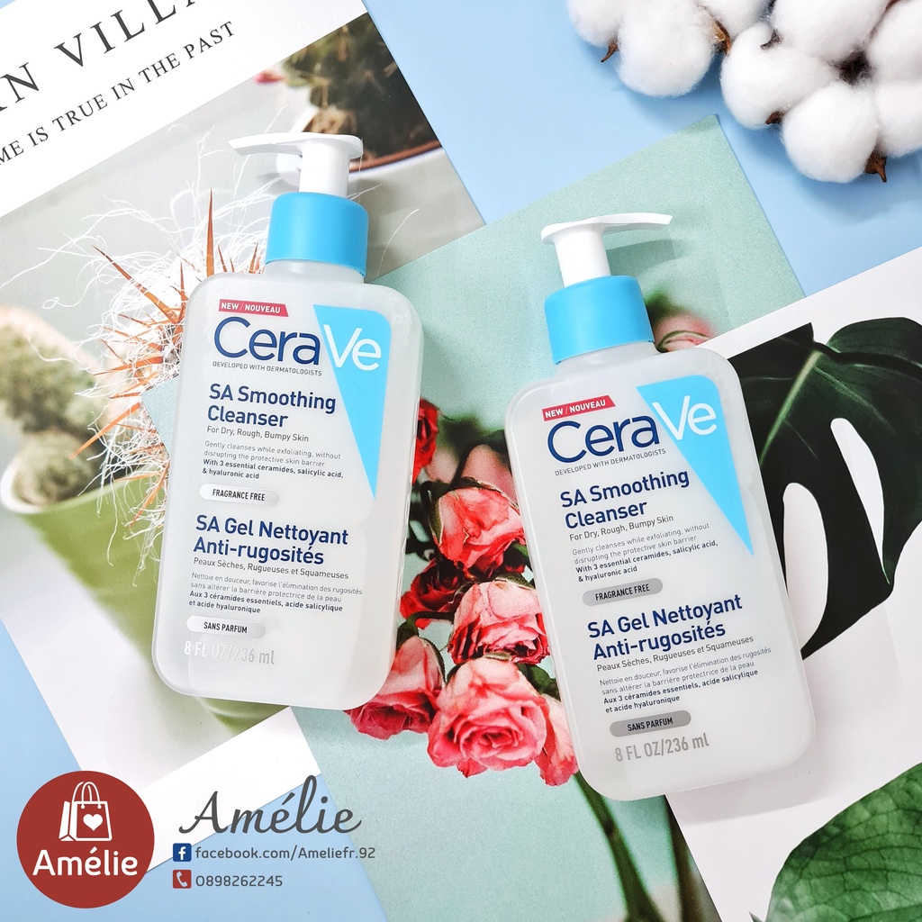 Sữa rửa mặt dạng gel tạo bọt làm mịn da Cerave SA Smoothing Cleanser chứa Salicylic Acid
