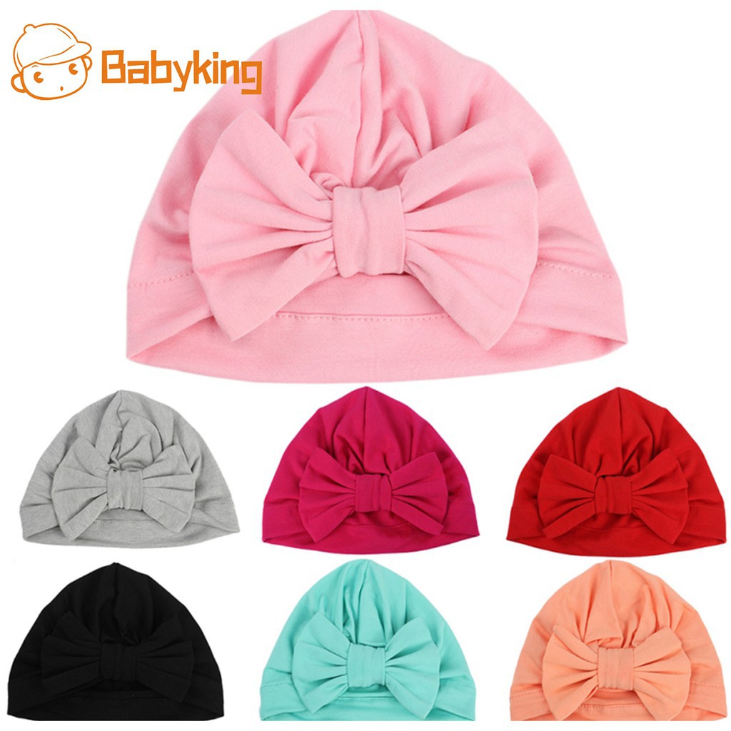 Sale 70% Mũ cotton trơn đính nơ lớn mềm mại chụp ảnh phong cách thu xuân cho bé, A Giá gốc 37,000 đ - 9F43