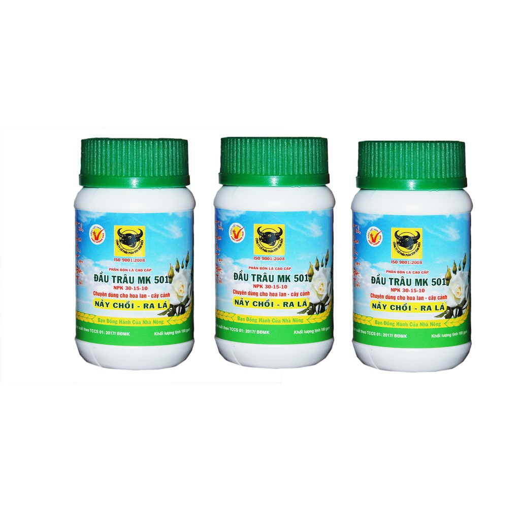 Hộp 3 Lọ Phân Bón Lá Đầu Trâu 501 Nảy Chồi Ra Lá 100g