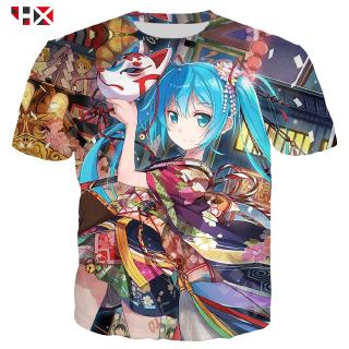 Áo thun họa tiết hoạt hình Hatsune Miku 3D thời trang dễ thương