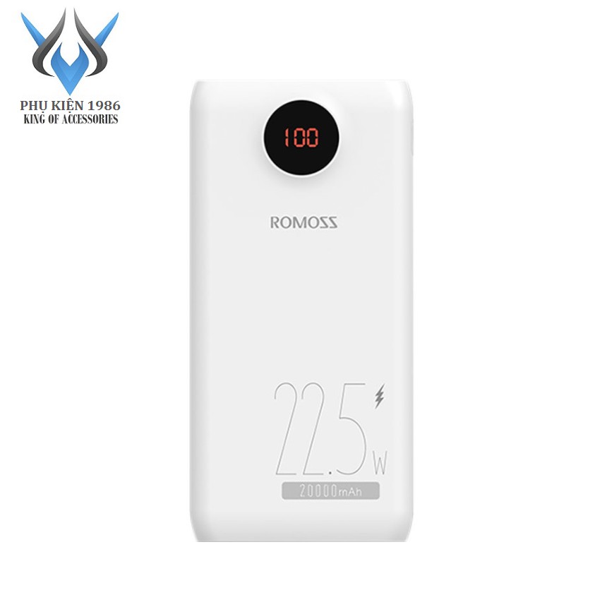 Pin sạc dự phòng Romoss PHO20 20000mAh TypeC PD 18W USB 22.5W, màn hình LCD (Trắng) - Phụ Kiện 1986