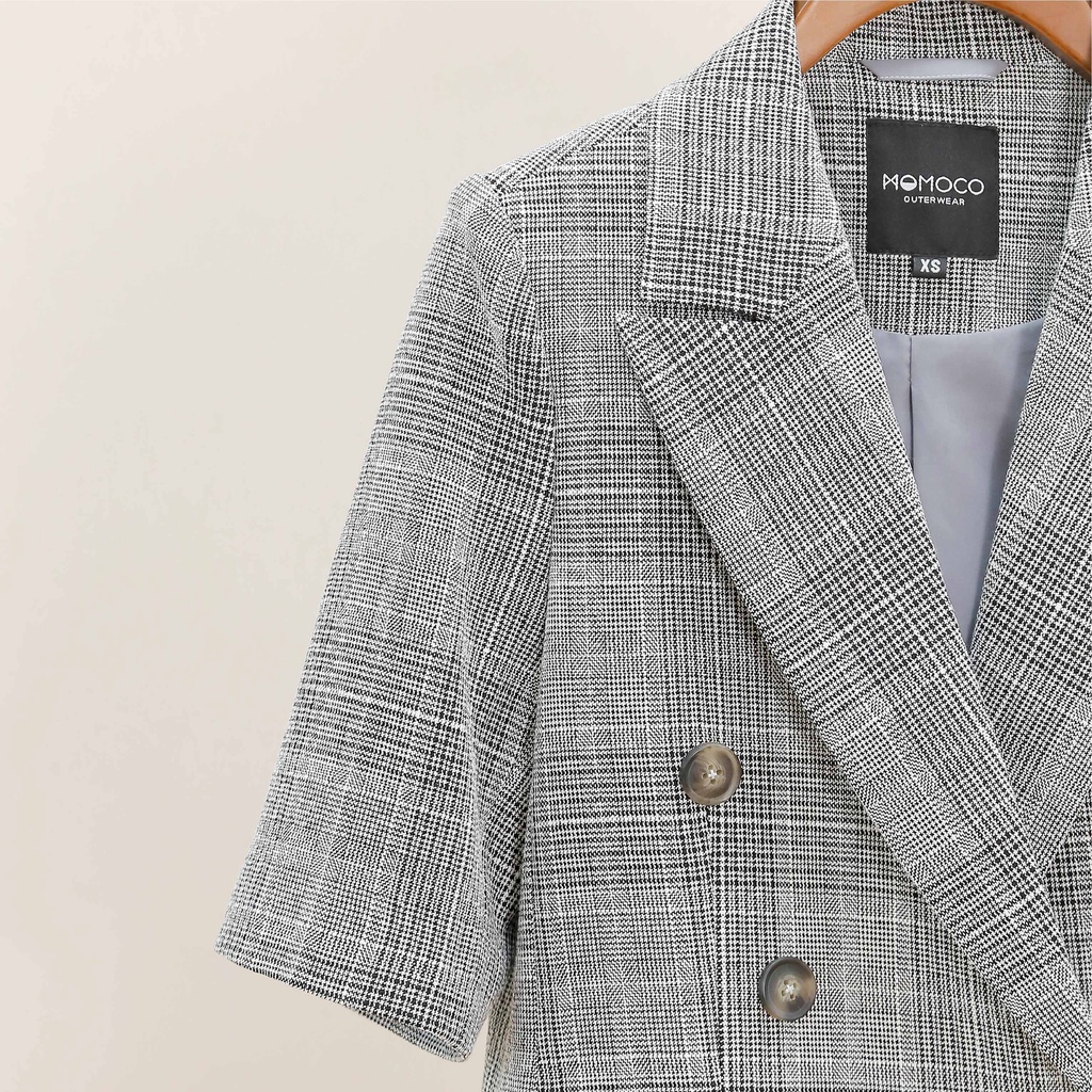 Áo Khoác Blazer Nữ Dáng Ngắn MOMOCO Phong Cách Thanh Lịch, Hoạ Tiết Hiện Đại M2879