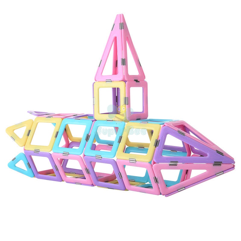 Bộ Đồ Chơi Lắp Ráp Nam Châm Màu Pastel 76PCS, Xếp Hình SuperBee, Đồ Chơi Thông Minh Phát Triển Trí Tuệ cao cấp