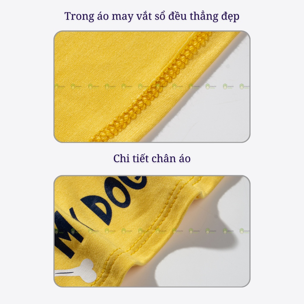 Bộ Dài Tay Bé Gái, Bé Trai KIMCHIBABY Vải Thun Lạnh Hoạ Tiết Túi Gấu Trắng, Bộ Quần Áo Trẻ Em Thu Đông KWTD2212