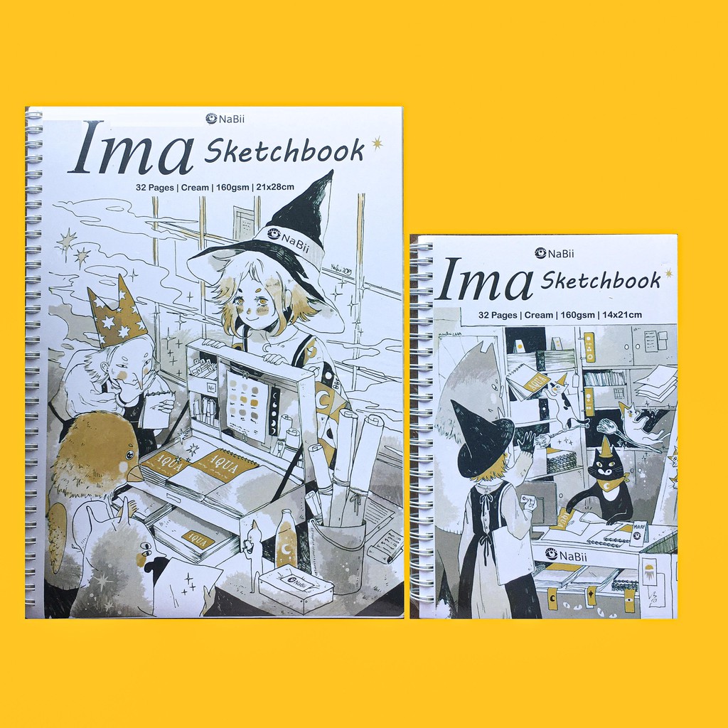 Sổ vẽ Nabii Ima Sketchbook Cream 160gsm 32 tờ size a4/a5. Giấy vẽ chuyên dùng cho màu chì cao cấp