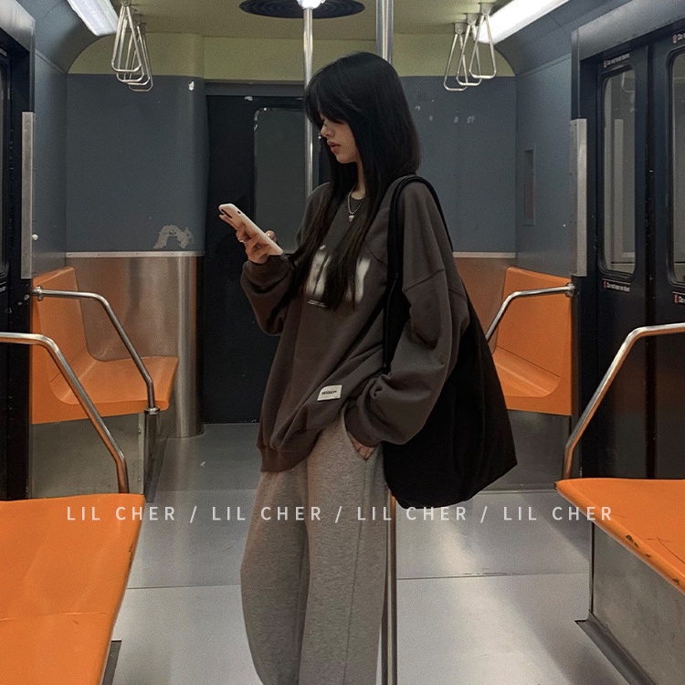 Áo Sweater Cotton Mỏng Dáng Rộng In Chữ Phong Cách Hàn Quốc Thời Trang Xuân Thu 2022 Mới