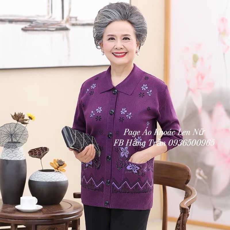 Áo khoác len trung niên phối viền from lớn.