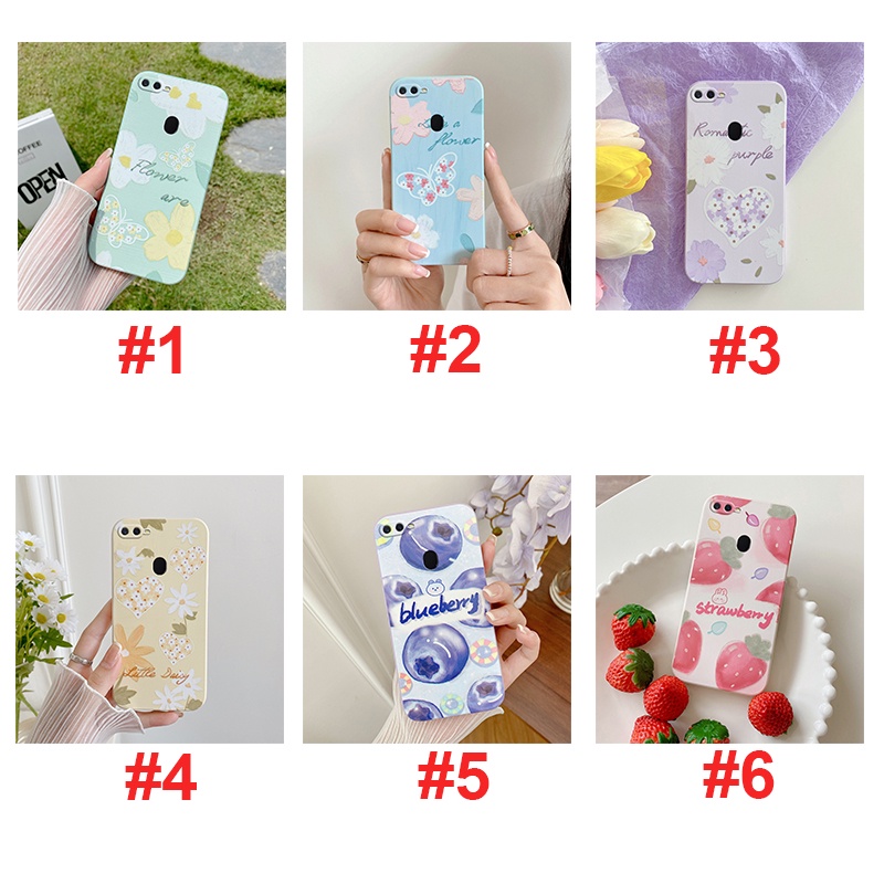 Blueberry Strawberry Girl Woman Soft Straight Edge Phone Case Oppo A53 2020 A15 A15s A3s Realme C1 F1s A5s A7 A12 F9 Realme 2 Pro A31 2020 Anti Fall Camera Protection Cover