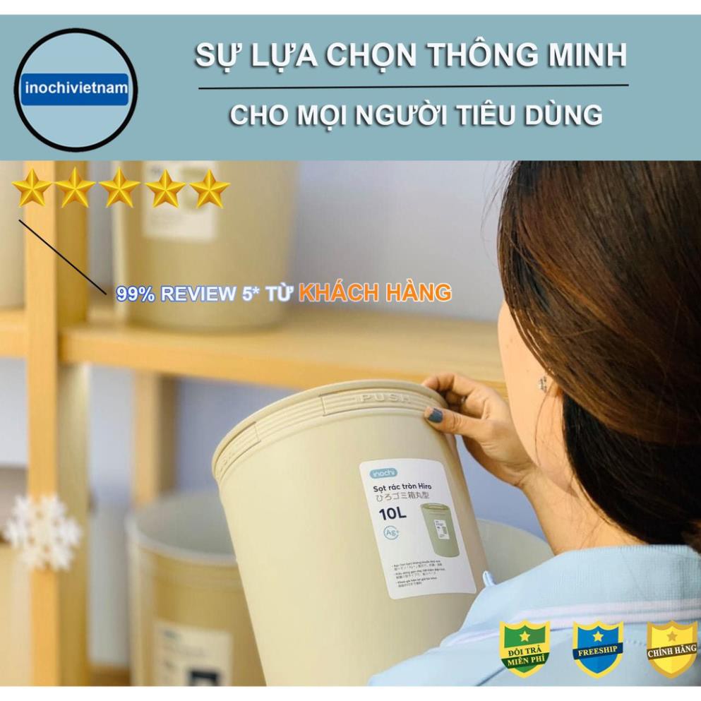 Thùng Rác mini -Nhựa Tròn Inochi 15 Lít Màu Rất Đẹp Làm Sọt Rác Văn Phòng, Khách Sạn, Đựng Rác Gia Đình SR15L