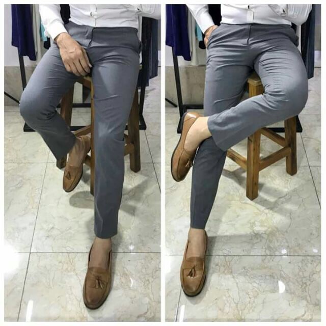 Quần âu nam, quần tây nam cao cấp Hàn Quốc dáng ôm, chuẩn vải lụa co giãn không nhăn(Ghi Đậm) | BigBuy360 - bigbuy360.vn