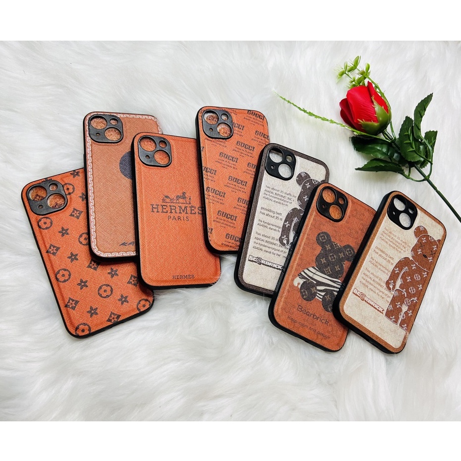 Ốp lưng ip 13 ốp gấu cam và ốp đá da đính đá xin xắn đủ màu, case trong suốt đựng card