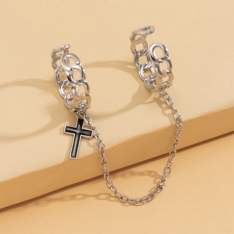 Nhẫn Hình Thánh Giá Dây Xích Có Thể Điều Chỉnh Phong Cách Hip Hop Cổ Điển Dành Cho Nam Nữ