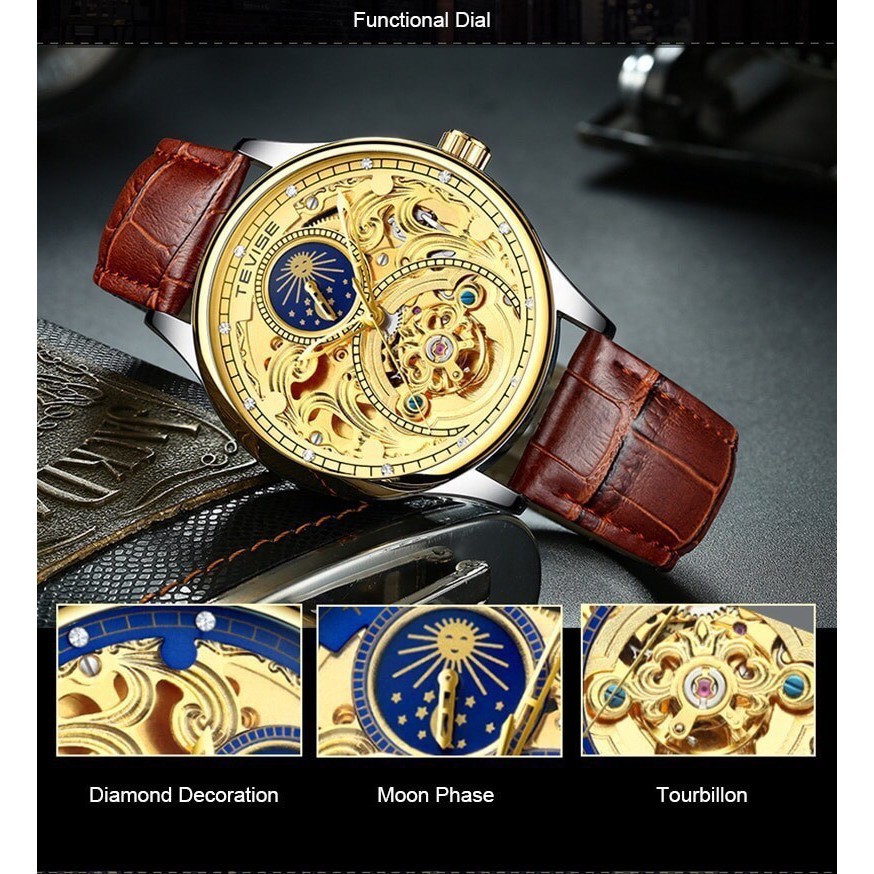 ĐỒNG HỒ NAM TEVISE AUTOAMTIC LỘ MÁY CAO CẤP DÂY DA (TẶNG KÈM HỘP) | BigBuy360 - bigbuy360.vn