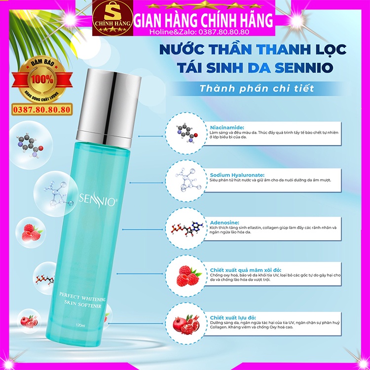 Tinh chất serum dưỡng trắng căng bóng da mặt Sennio hàn quốc tái sinh phục hồi chống lão hóa cho da dầu mụn khô nhạy cảm