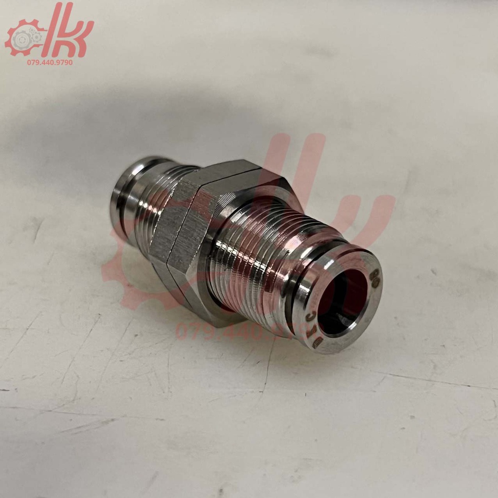 Nối 2 đầu ống khí siết thành inox IPM