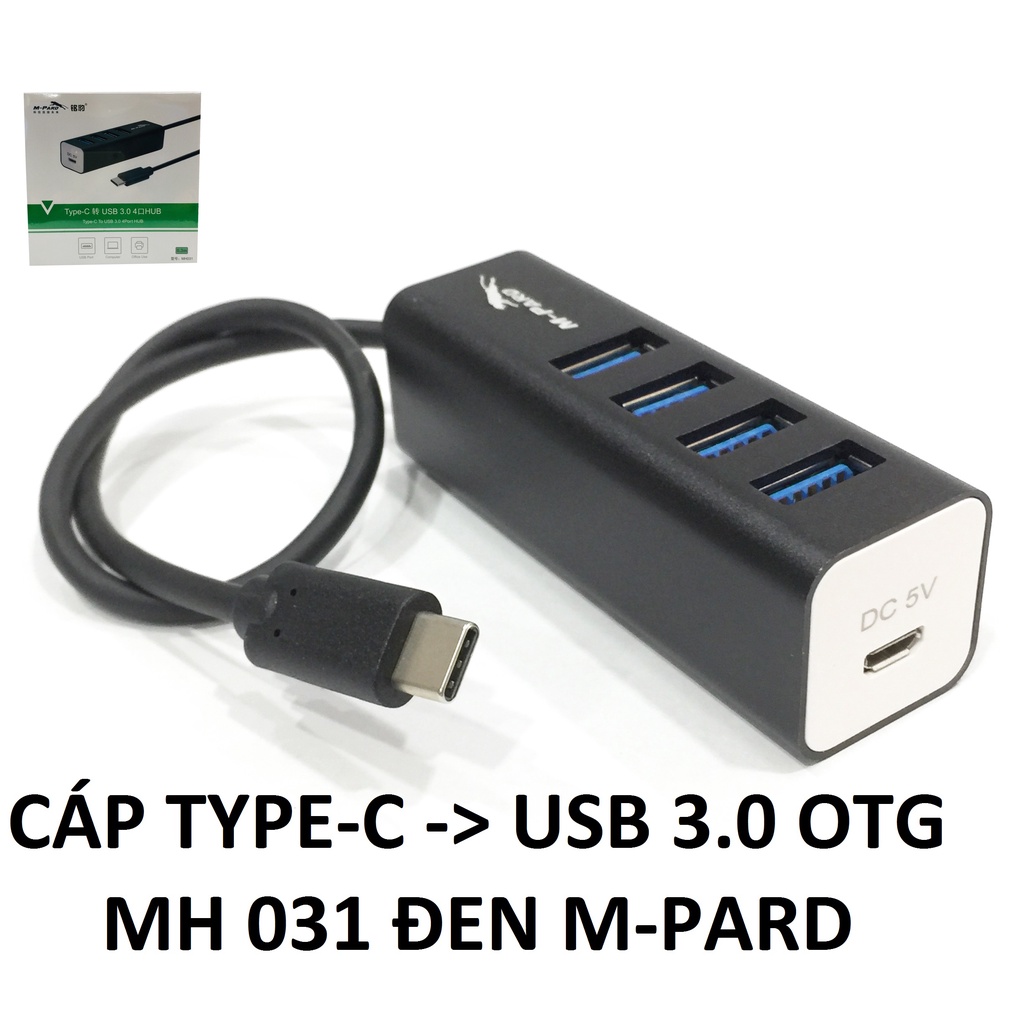 CÁP CHUYỂN TYPE-C (3.1) RA 3 CỔNG USB 3.0 OTG MH 031 ĐEN, TRẮNG M-PARD