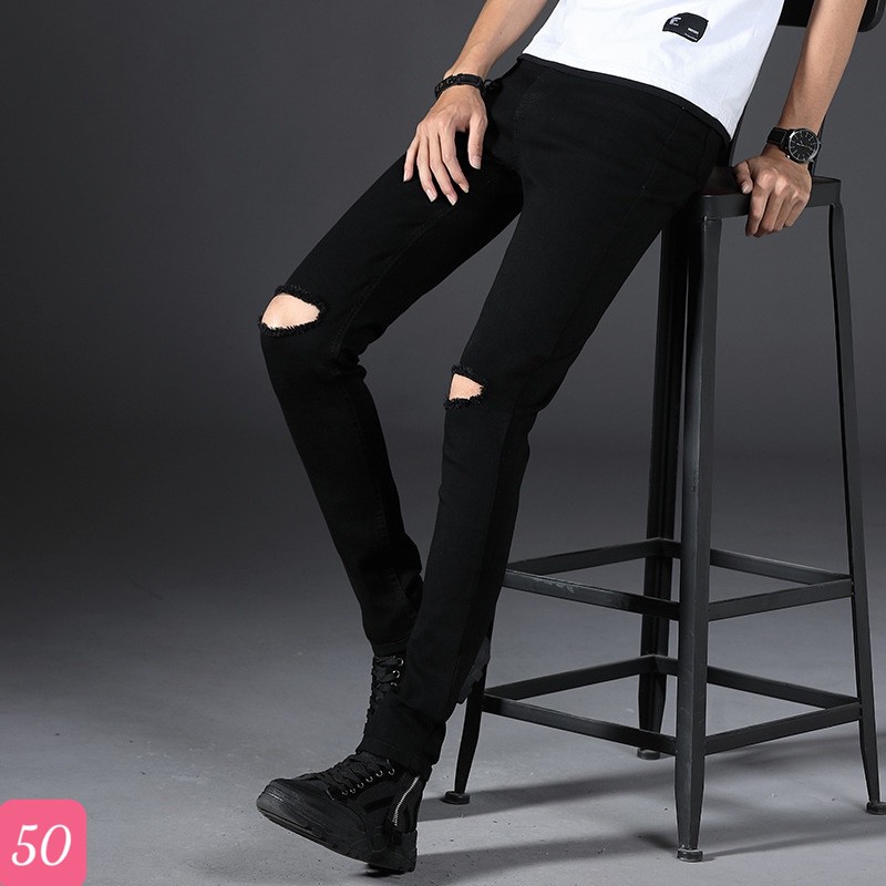 Quần jean nam rách,quần bò nam rách gối vải co dãn nhiều mẫu mới hot nhất 2021 | BigBuy360 - bigbuy360.vn