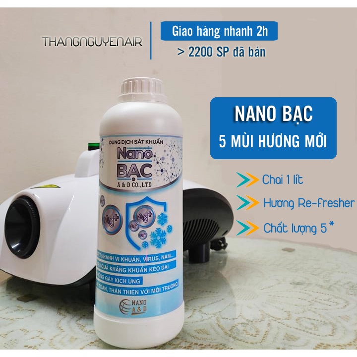 Dung dịch Nano bạc diệt khuẩn tạo khói 5 mùi hương Hoa Hồng, Hoa Nhài, Sả Chanh, Trầm Hương, Ngọc Lan Tây