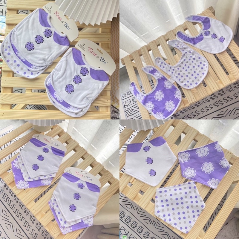 Xuất dư Pháp!!! Set 3 Yếm tam giác giữ ấm cổ, yếm ăn cho bé 0-  5 tuổi xuất dư cotton 100%