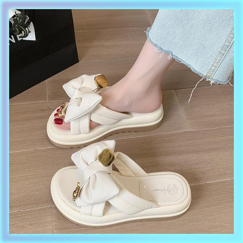 Dép Sandal Mùa Hè Đế Dày Mềm Quai Nơ Kim Loại Hợp Thời Trang Cho Nữ
