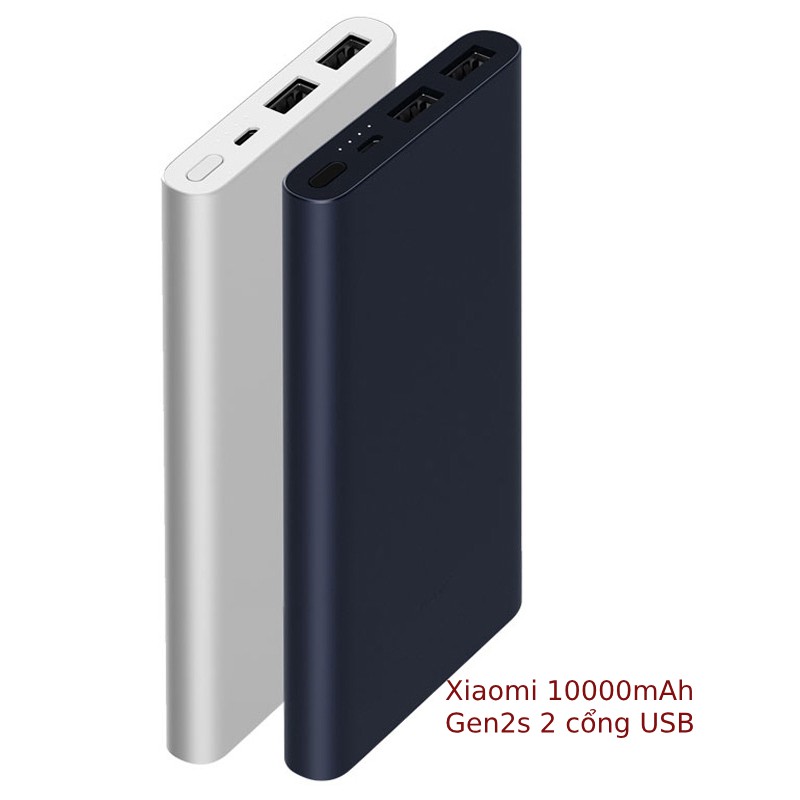 Sạc dự phòng Xiaomi Gen 2S 10000 mAh 2019 (model: PLM09ZM) 2 cổng USB