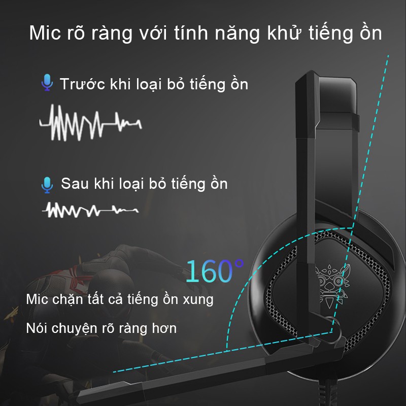 Tai nghe chụp tai Gaming ONIKUMA K19 có mic Chơi game Headphone có dây, RGB, Máy tính xách tay, PC, Điện thoại, Laptop | BigBuy360 - bigbuy360.vn