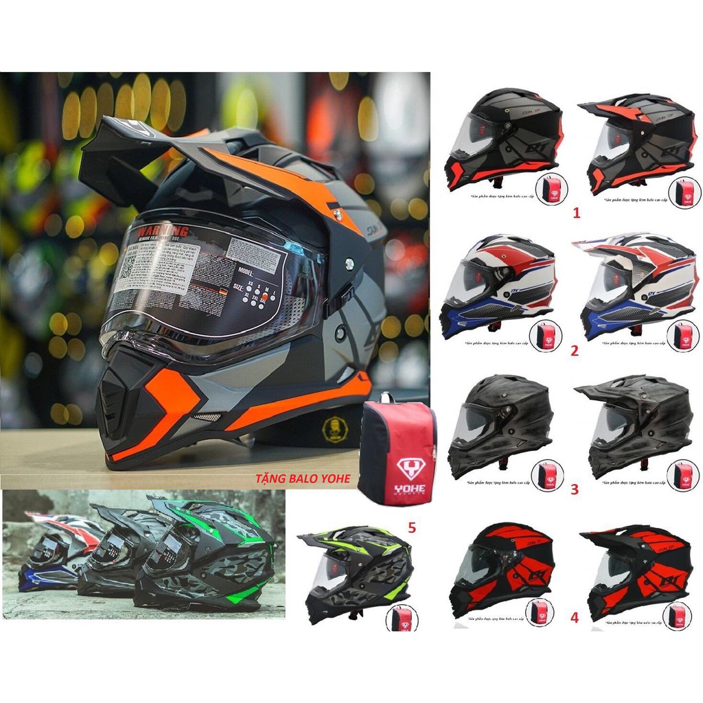 Bán sỉ - Mũ bảo hiểm Dual Sport YOHE 632A Adventure - Mũ bảo hiểm cào cào 2 kính, Tặng kèm Balo - mũ bảo hiểm motor.