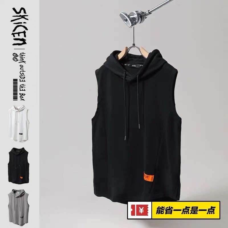 Áo Hoodie Sát Nách Vải Cotton Thiết Kế Trẻ Trung Cho Nam