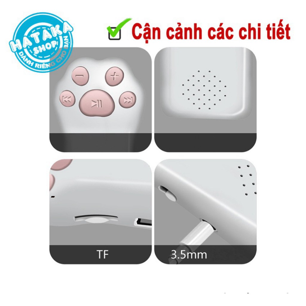 Máy nghe nhạc mp3 có loa ngoài, kẹp gắn quần áo, cún dễ thương tặng tai nghe và dây sạc