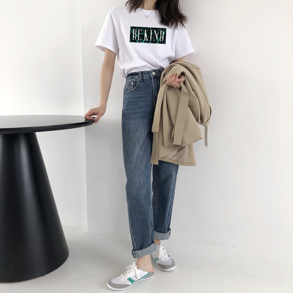 Áo thun tay ngắn in hình BE KIND cotton Rolisa RT006