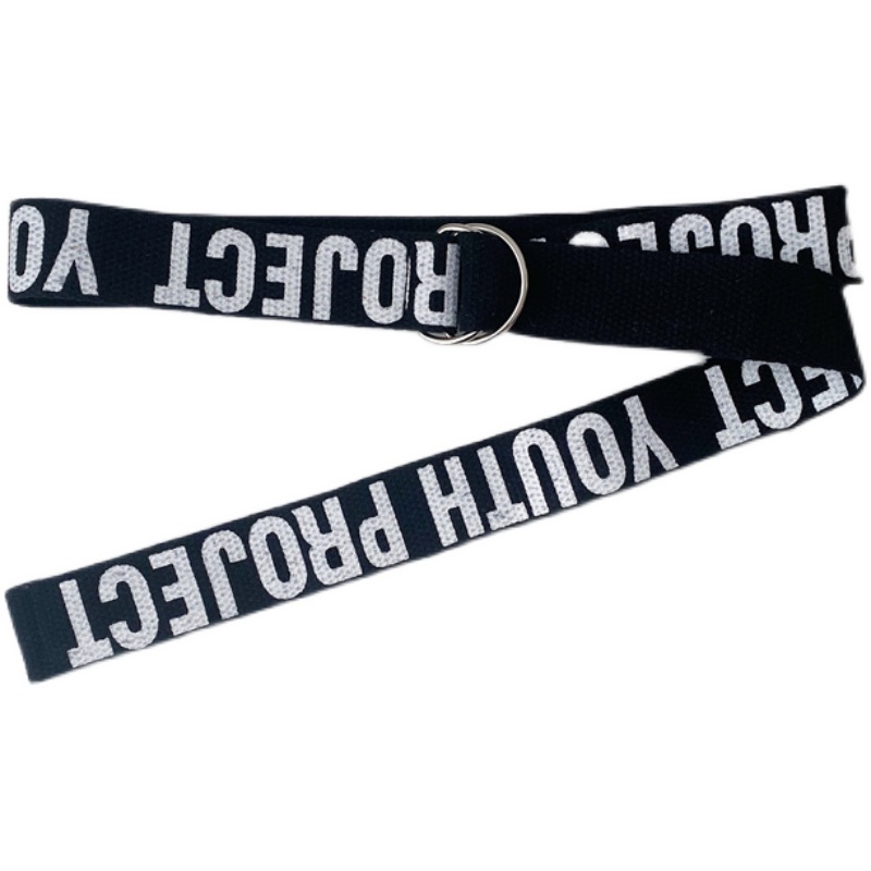 Dây Thắt Lưng Vải canvas Hai Vòng Khóa In Chữ Phong Cách Hàn Quốc Thời Trang Cho Nam Và Nữ