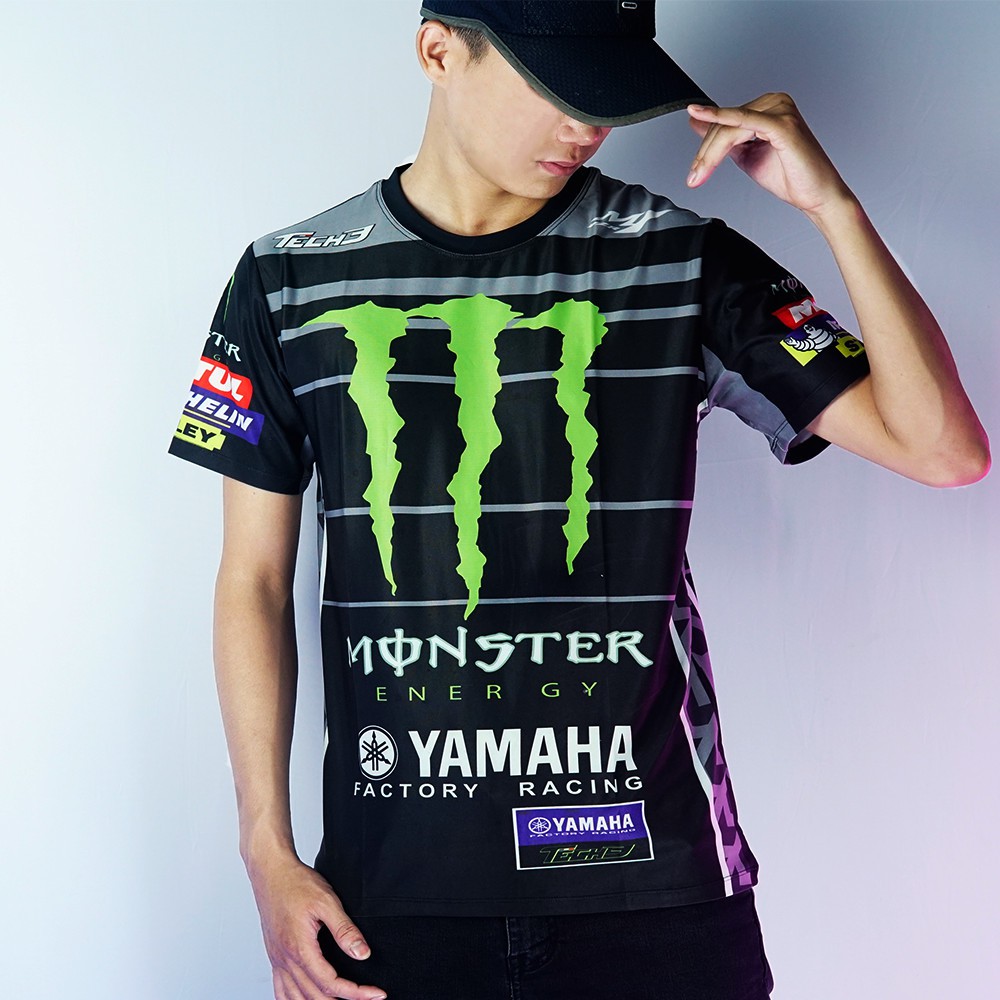 [ÁO TEM XE] Áo Thun Monster Đen T-Shirt Racing Team - Bảo Hành Bung Tróc Vĩnh Viễn